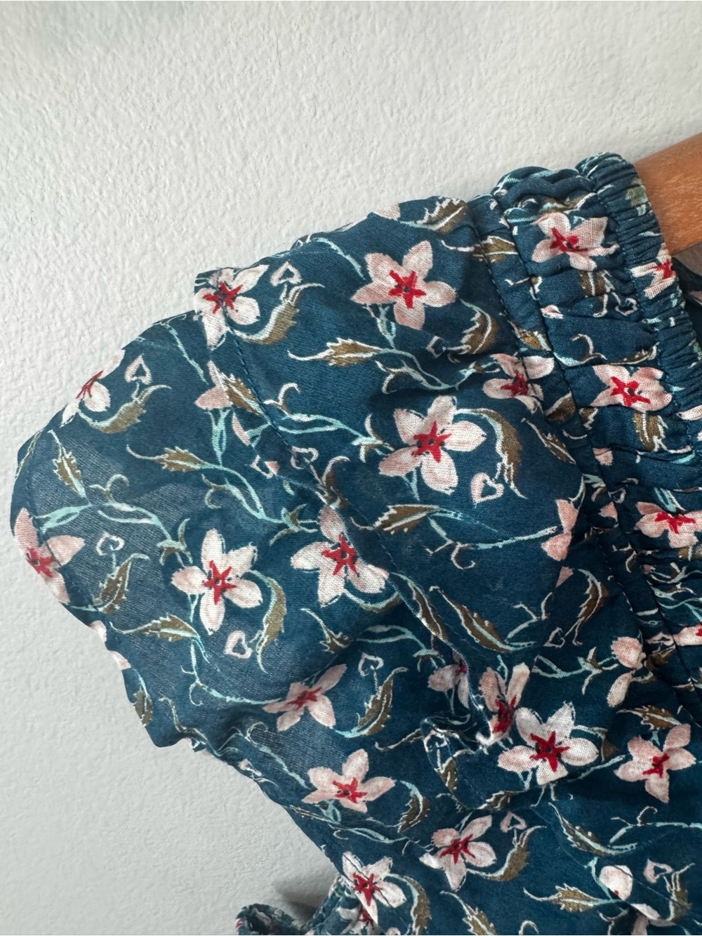 Roller Rabbit Teal Floral Ruffle Dress Size M - Picture 2 of 8